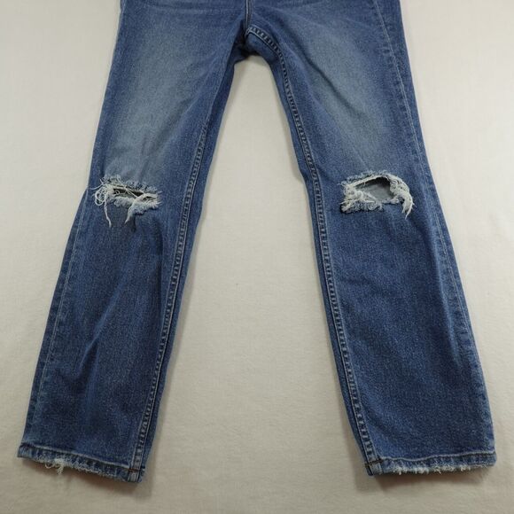 AYR The Yes Yes Yes Jeans Women's 29x26 Blue Denim High Rise Straight Crop Fray - Picture 3 of 16